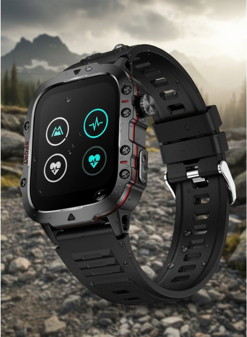 أولون ساعة Aolon Tetra S2 الذكية للرجال مع مكالمات لاسلكية وإشعارات - شاشة عالية الدقة 1.96 بوصة، مقاومة للماء بمعيار IP68، هيكل من سبائك الزنك - Image 4